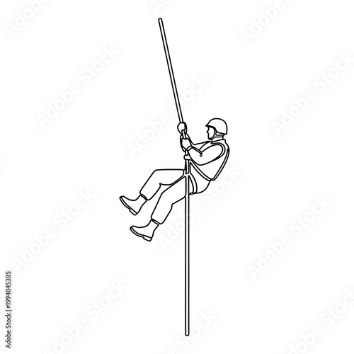 Person climbing up a rope 4.