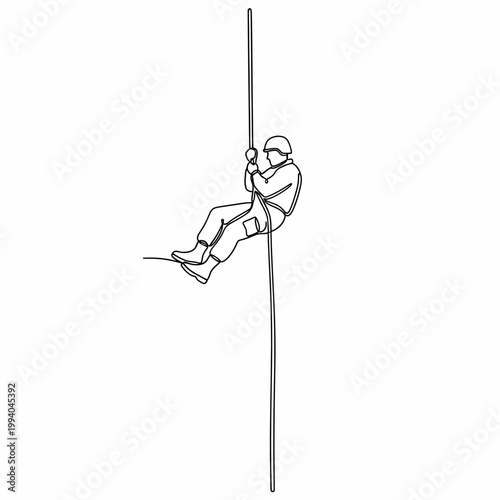 Person climbing up a rope 2.