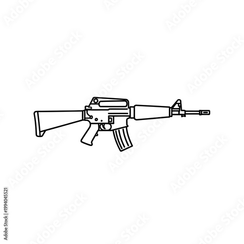 Rifle gun with magazine attached.