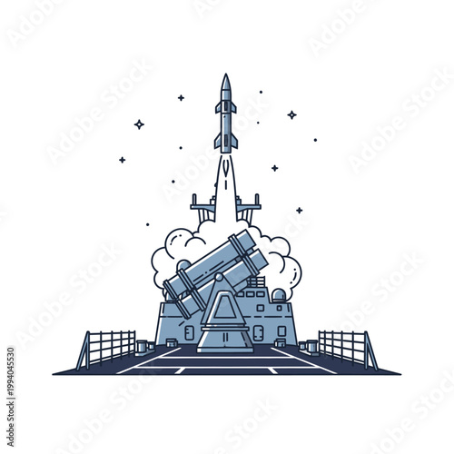 Rocket Launcher Firing Missile Upwards Rapidly.