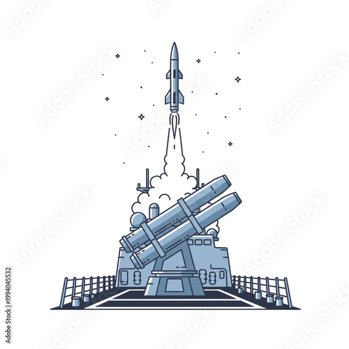 Rocket Launcher Firing into Space.