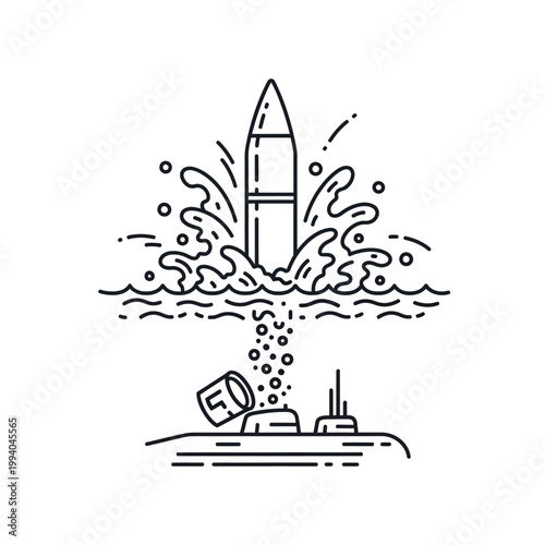 Rocket Launching from Ocean Surface.