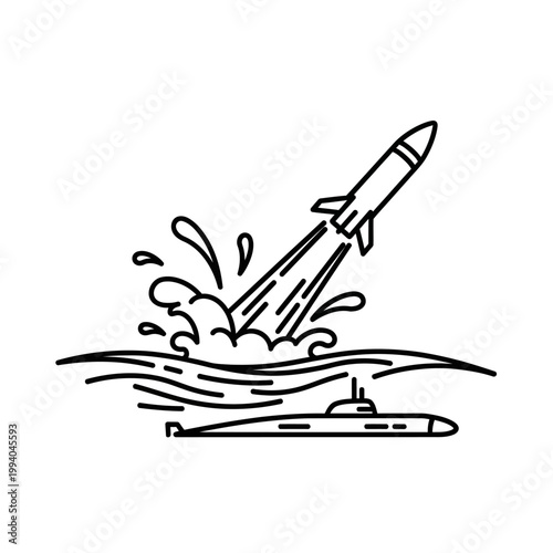 Rocket launching from submarine ocean.