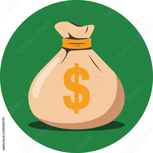 Money bag with dollar sign for savings account