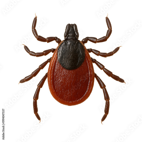 Detailed realistic tick insect close up isolated on transparent background