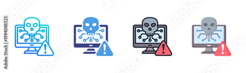 Infected Computer Icon Set Multiple Style Collection