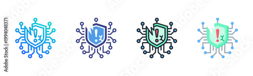 Vulnerability Icon Set Multiple Style Collection