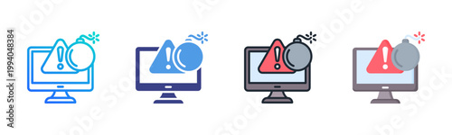 Threat Icon Set Multiple Style Collection