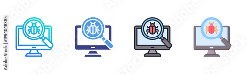 Virus Scan Icon Set Multiple Style Collection