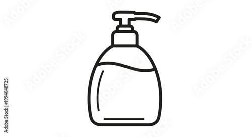 Simple Line Art Illustration of a Pump Bottle Dispenser, Perfect for Hygiene and Personal Care Themes