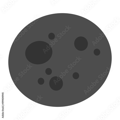 Moon with craters in flat style. Vector illustration
