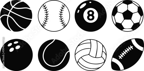 Recreational ball icons for playground and beach