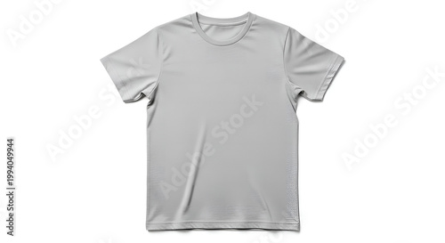 Plain light grey short-sleeved tee shirt made from breathable textile, an ideal template for apparel design or comfortable everyday wear