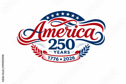 America 250 celebration logo commemorating 250 years of american history