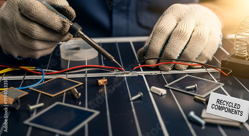 Hands working with electronic components.
