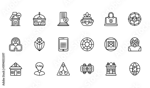 Theater stage film production icon set cinema vector