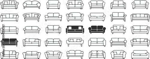 Sofa silhouettes for furniture catalog