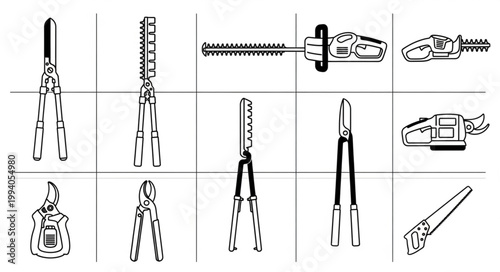 Collection of Garden Tools and Equipment Illustrations.