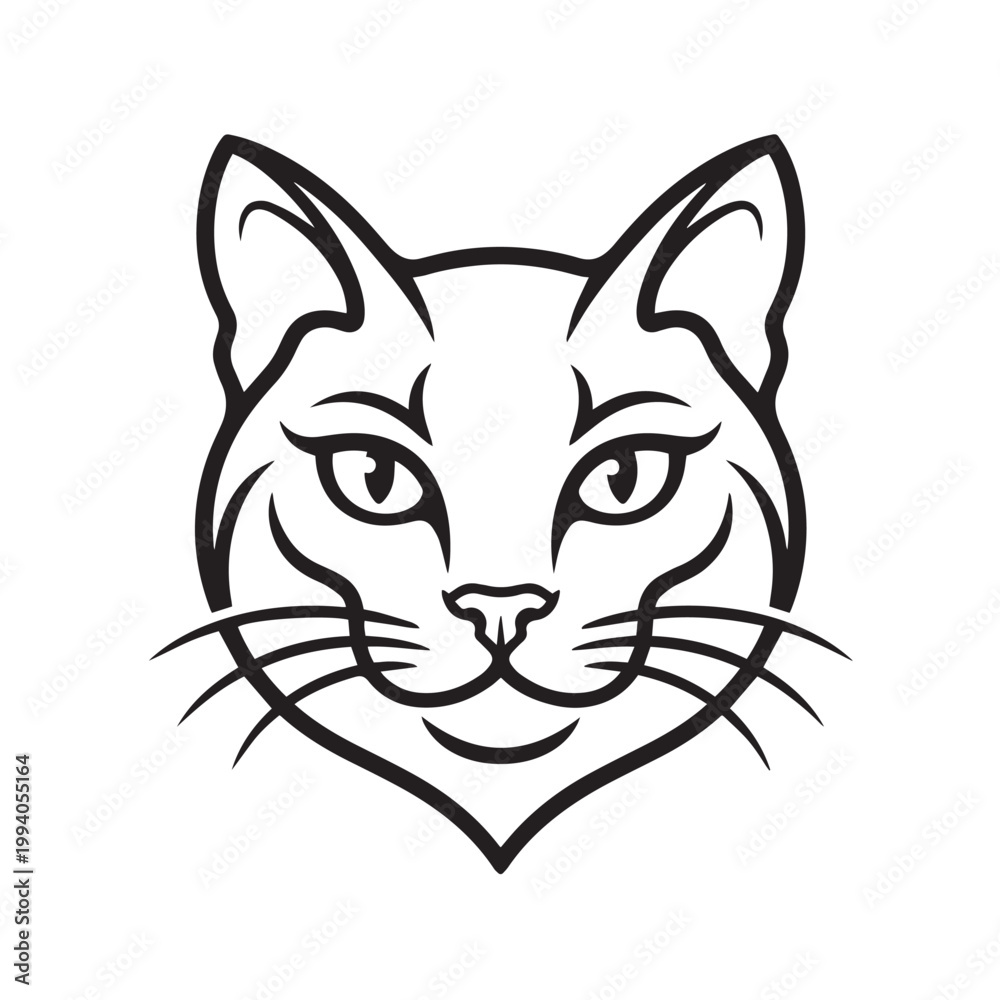 Obraz premium Elegant feline head outline illustration with captivating eyes.