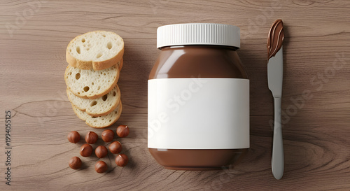 Chocolate spread with crackers and nuts.