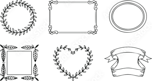 Heart wreath and ribbon banner for labels and tags
