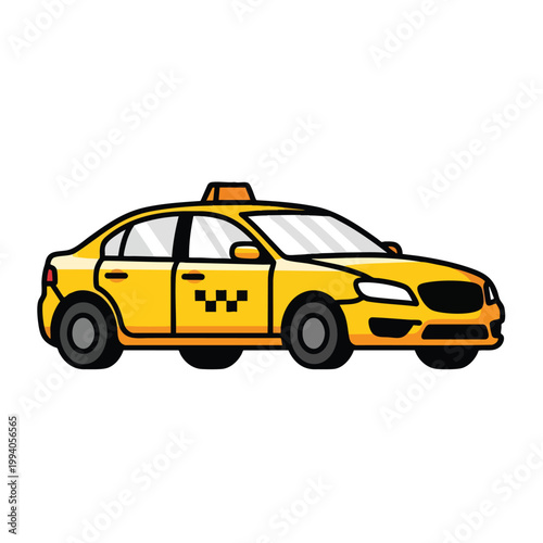 Cartoon yellow taxi cab illustration for city transport design.