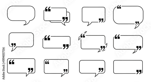 Collection of various speech bubbles and quote boxes for graphic design.