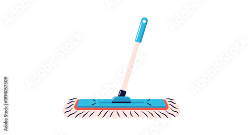 Modern blue flat mop used for cleaning hardwood or tile floors shown from a front perspective against a clean white background.