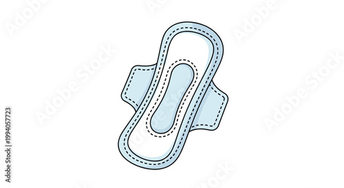 Sanitary pad illustration representing female hygiene products for menstrual cycle care isolated on white background.