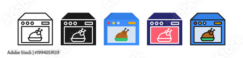 Oven Multiple Style Icon Set Collection. 