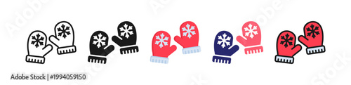 Mitten Multiple Style Icon Set Collection. 