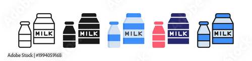 Milk Multiple Style Icon Set Collection. 