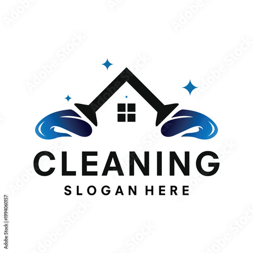 House cleaning service logo design template vector illustration