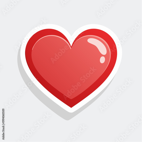 Free Download Red Heart Sticker with Shadow - GFXLoad