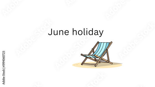 A single striped deck chair sitting on the sand isolated on white background.