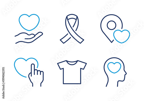 Philanthropy and Care thin line icon set. Minimal web icons