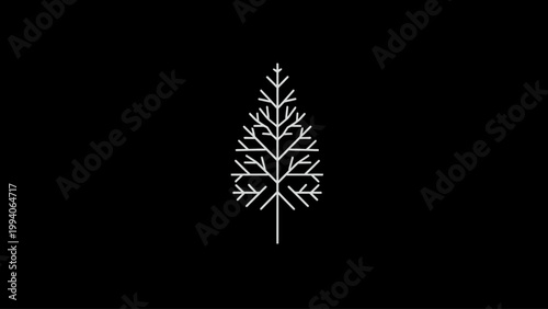 Elegant minimalist outline of a coniferous tree, perfect for a modern forest or nature-inspired design icon and logo element on a dark background