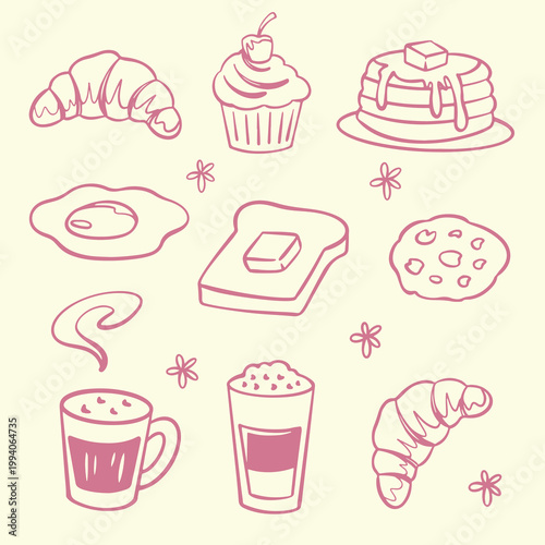 cute toast breakfast signature french theme set