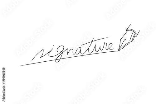 手書きのsignatureの文字と万年筆