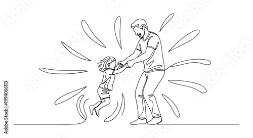 A loving father playfully swings his joyful child in a happy family moment, symbolizing fatherhood and family bonding
