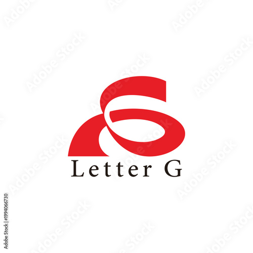 letter g simple loop ribbon red overlap motion logo vector