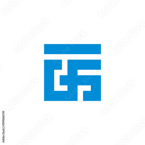 abstract letter gs stripes blue lines square logo vector