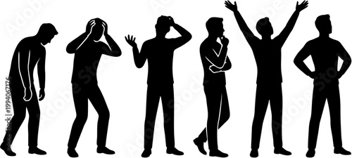 human emotion and mood progression silhouettes from stress to confidence