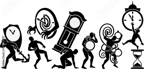 time pressure silhouette deadline stress concept people set