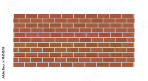 Red brick wall pattern isolated on white background