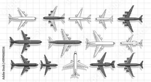 Collection of Airplanes in Various Styles and Colors.