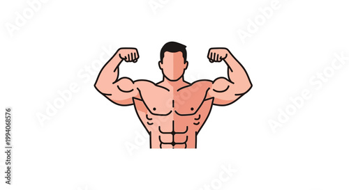 Illustration of muscular man flexing biceps in vector style