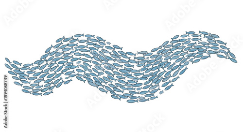Abstract wave pattern of fish swimming in formation