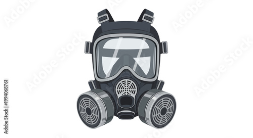 Vector illustration of a modern gas mask with filters