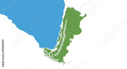 Minimalist map of Chile highlighting geographical features